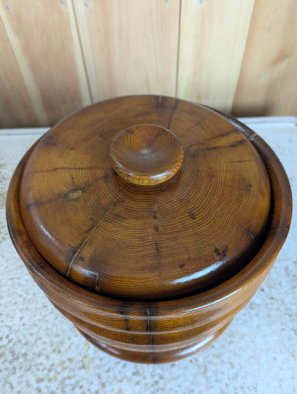 Hand Carved Large Wooden Cookie Biscuit Container with Lid - view 3