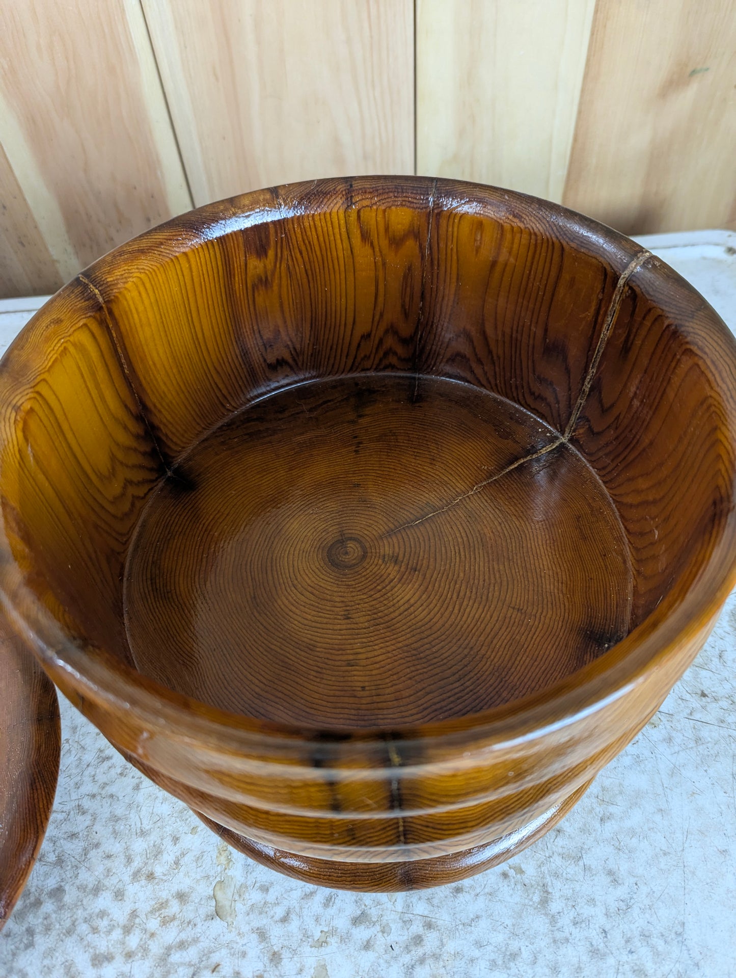 Hand Carved Large Wooden Cookie Biscuit Container with Lid - view 4