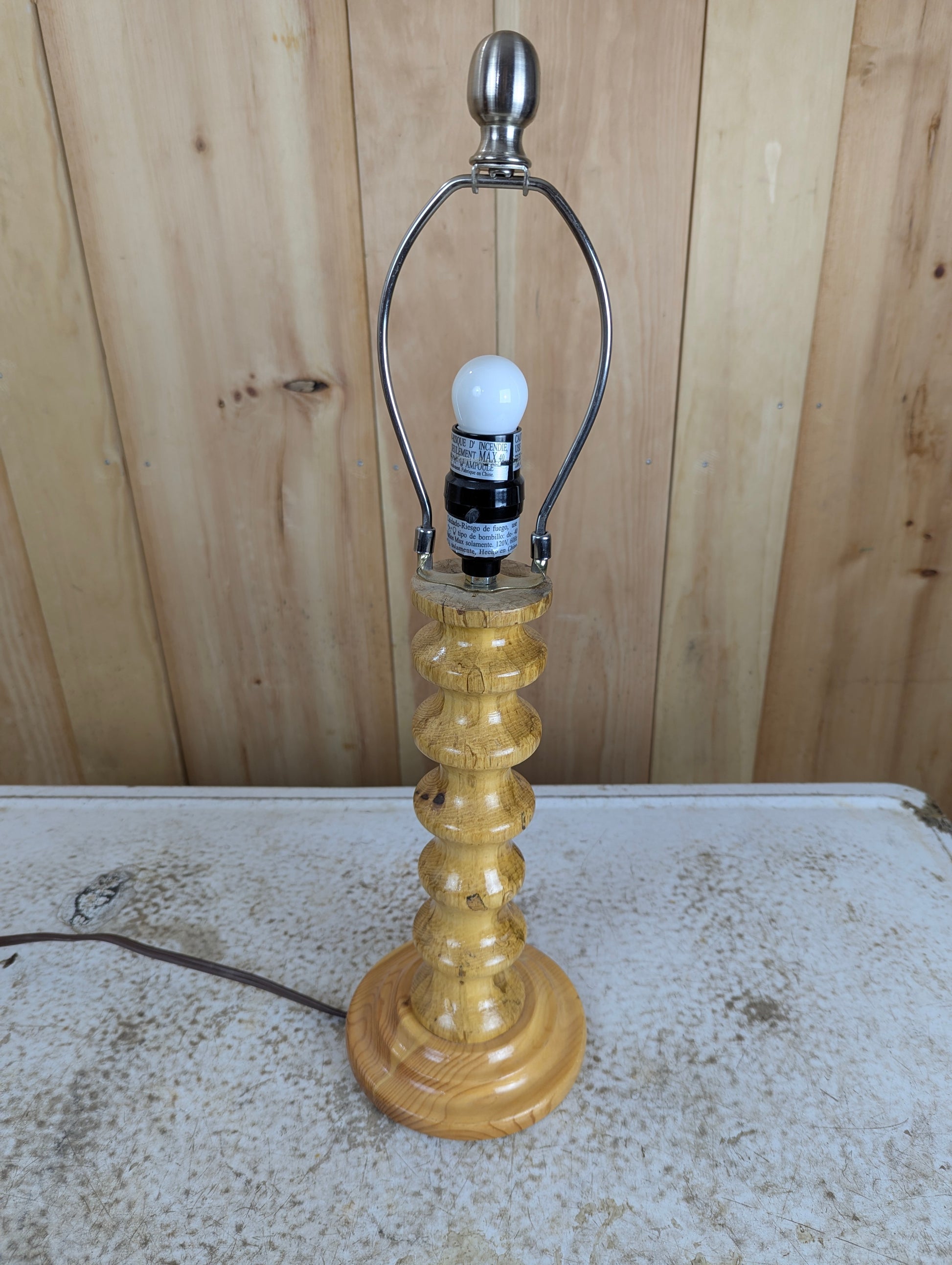 Handcrafted Pine Table Lamp without Shade