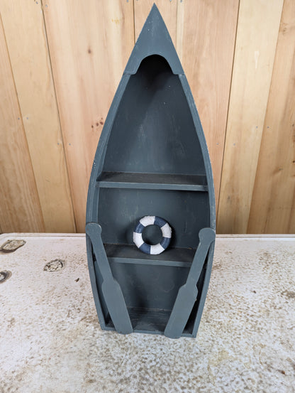 Handcrafted Wooden Boat Shaped Display Shelf