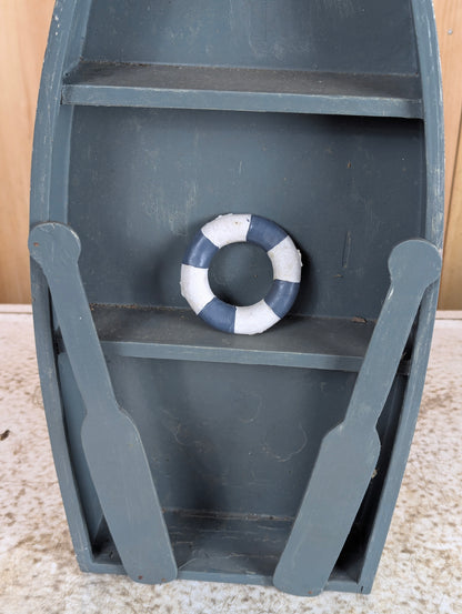 Handcrafted Wooden Boat Shaped Display Shelf - view 2