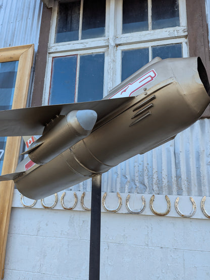 Handmade Golden Hawks Metal Art Airplane Sculpture - view 2