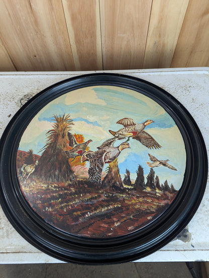 Handpainted Wildlife on Metal Barrel Lid