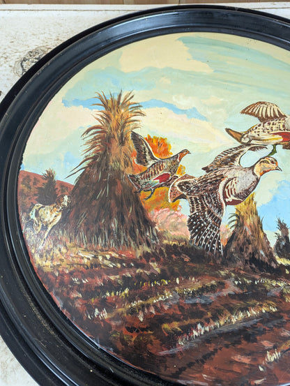 Handpainted Wildlife on Metal Barrel Lid - view 2