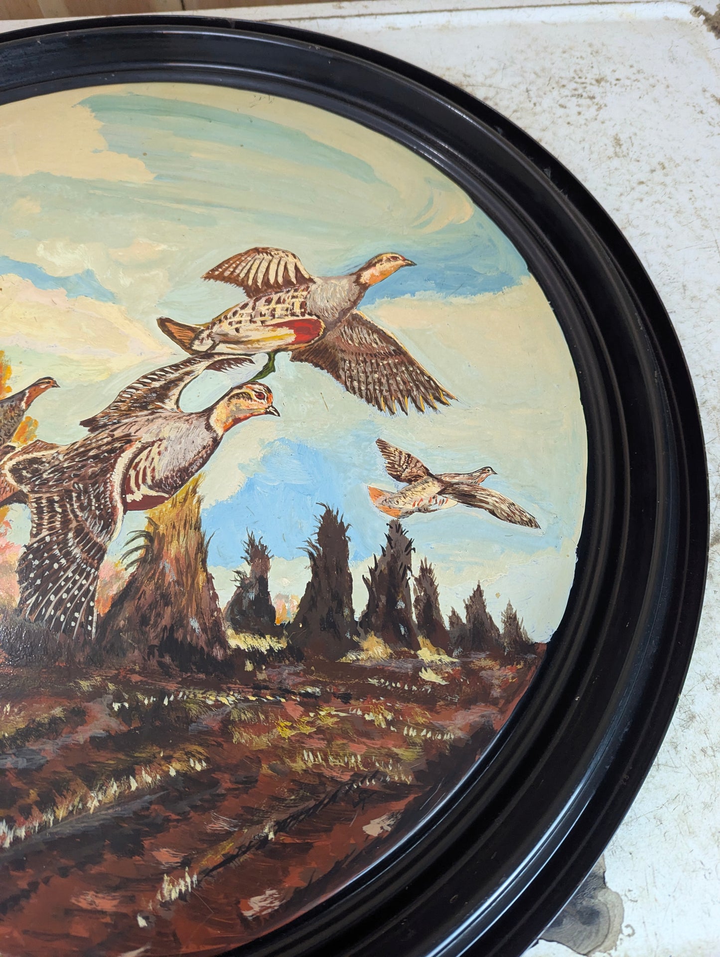 Handpainted Wildlife on Metal Barrel Lid - view 3