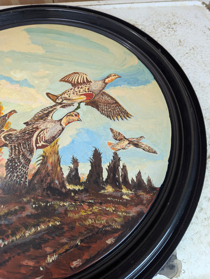 Handpainted Wildlife on Metal Barrel Lid - view 3