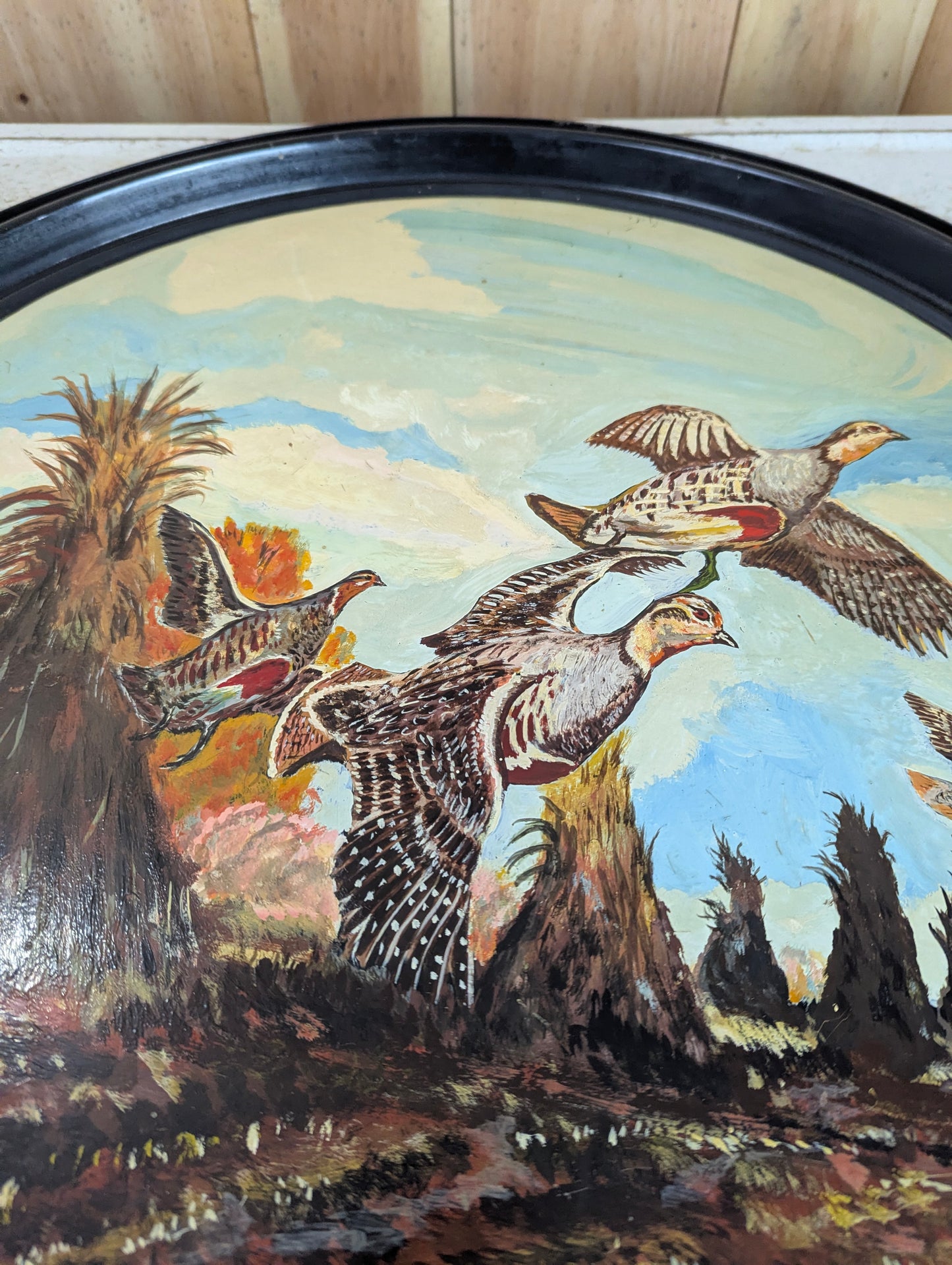 Handpainted Wildlife on Metal Barrel Lid - view 4