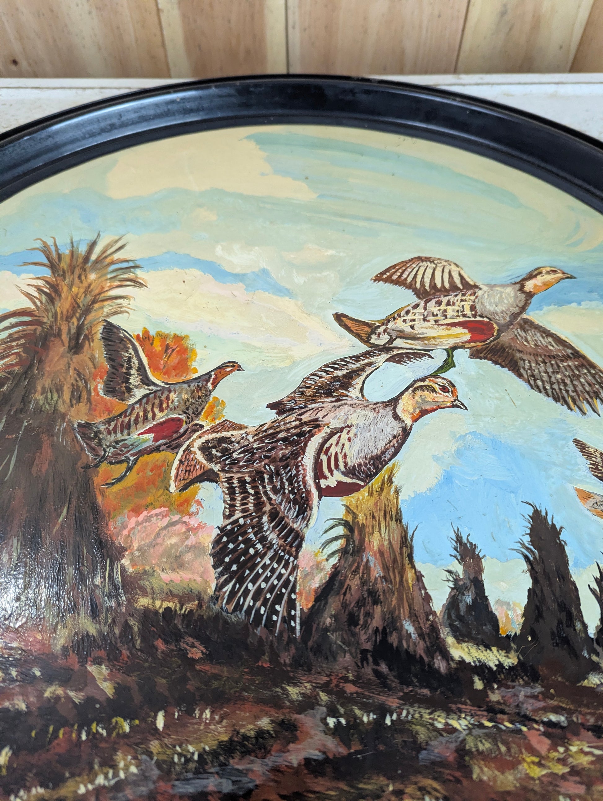 Handpainted Wildlife on Metal Barrel Lid - view 4