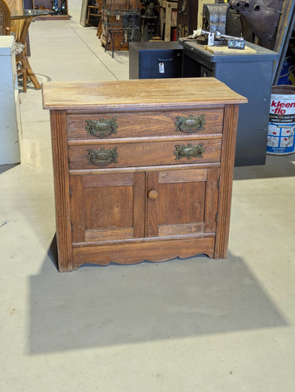 Antique Victorian Wood Washstand with Brass Pulls 28" x 16.5" x 30"