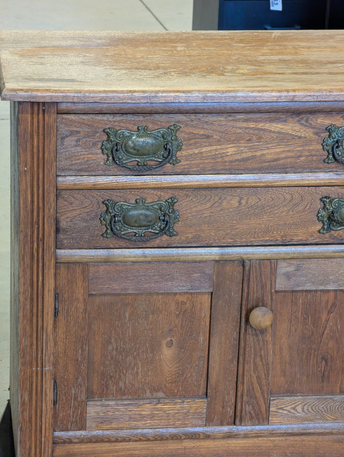 Antique Victorian Wood Washstand with Brass Pulls 28" x 16.5" x 30"