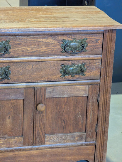 Antique Victorian Wood Washstand with Brass Pulls 28" x 16.5" x 30"