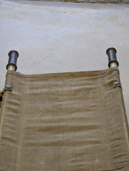 Vintage 1960s Soviet-Style Military Canvas Folding Stretcher with Metal Poles