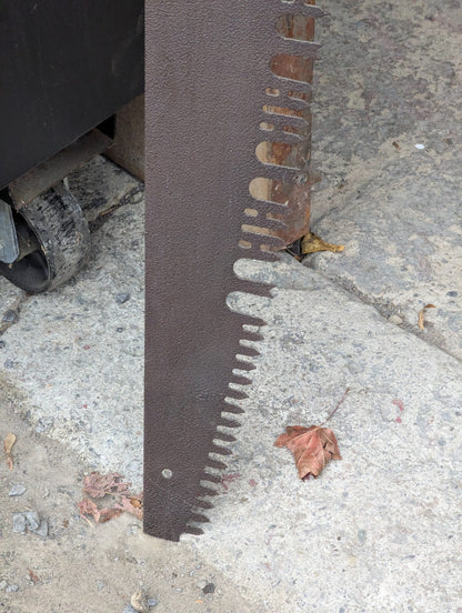 Vintage Oversized Metal Hand Saw Wall Art with Wood Handle