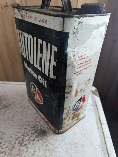 1950s-60s Autolene Motor Oil 2 Imperial Gallon Tin Can British American