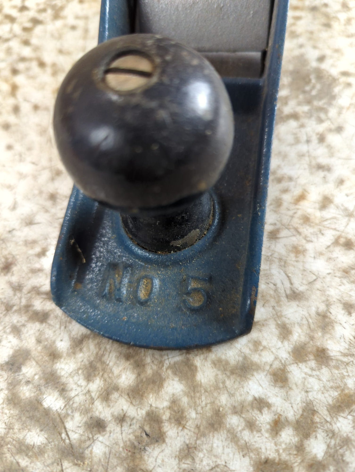Vintage Stanley No. 5 Bench Plane Blue Japanned Metal Wood Handle