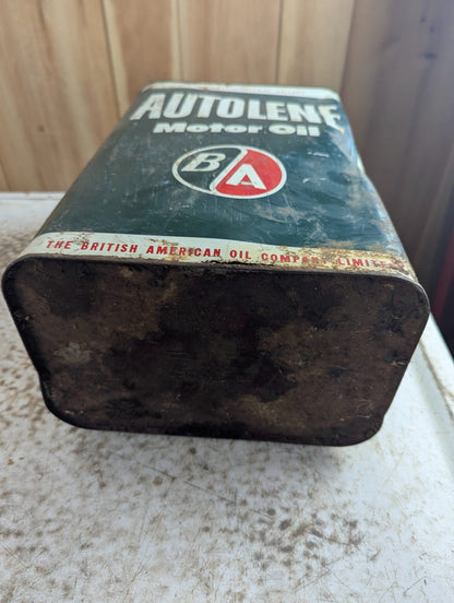 1950s-60s Autolene Motor Oil 2 Imperial Gallon Tin Can British American
