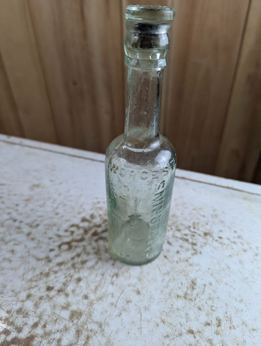 19th Century Lea & Perrins Worcestershire Embossed Glass Sauce Bottle With Stopper