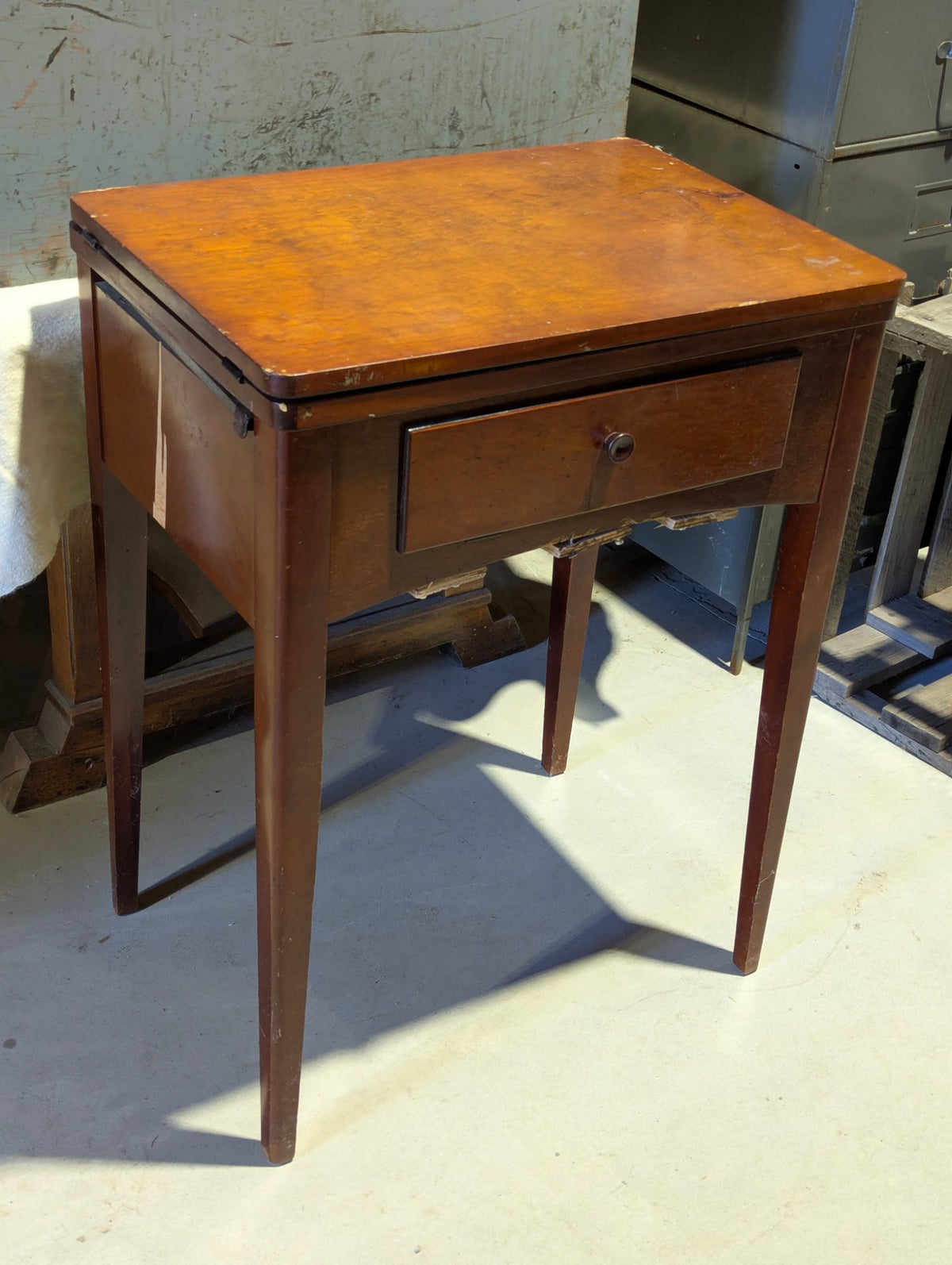 1940s Singer 99K Sewing Machine and Wood Drop-Leaf Sewing Table