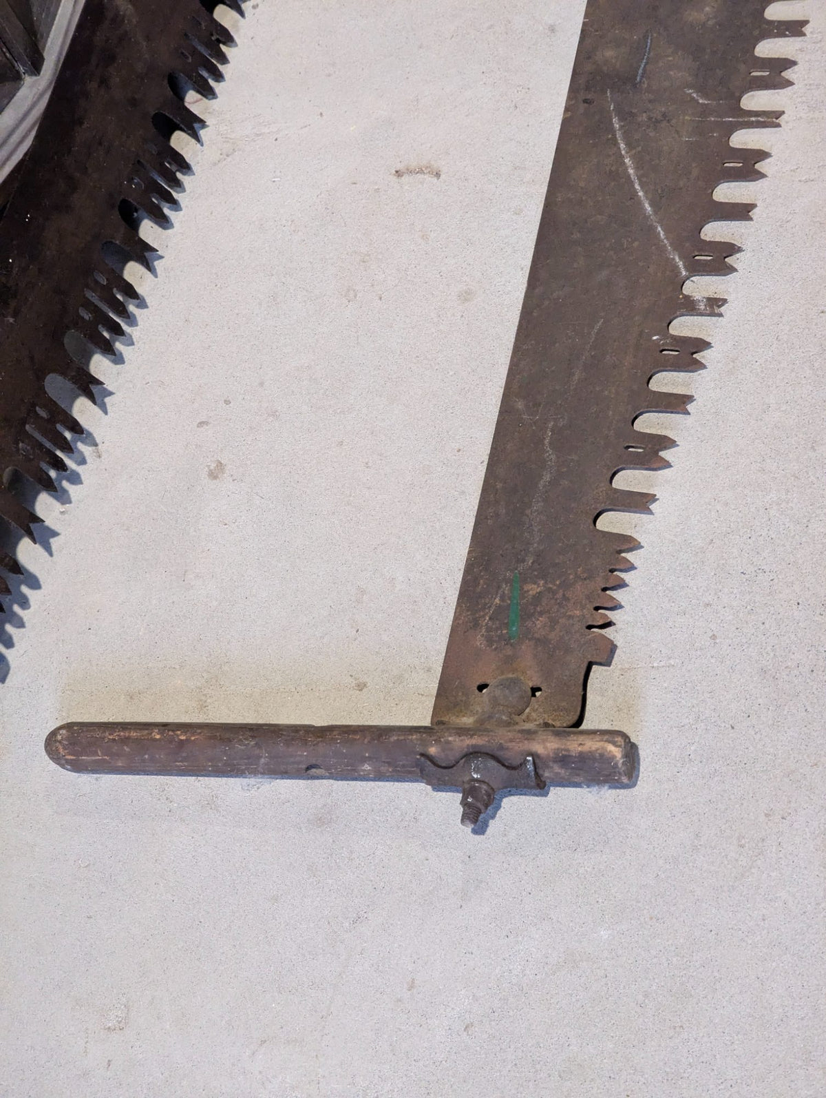 Antique Two-Man Crosscut Saw with Wooden Handles