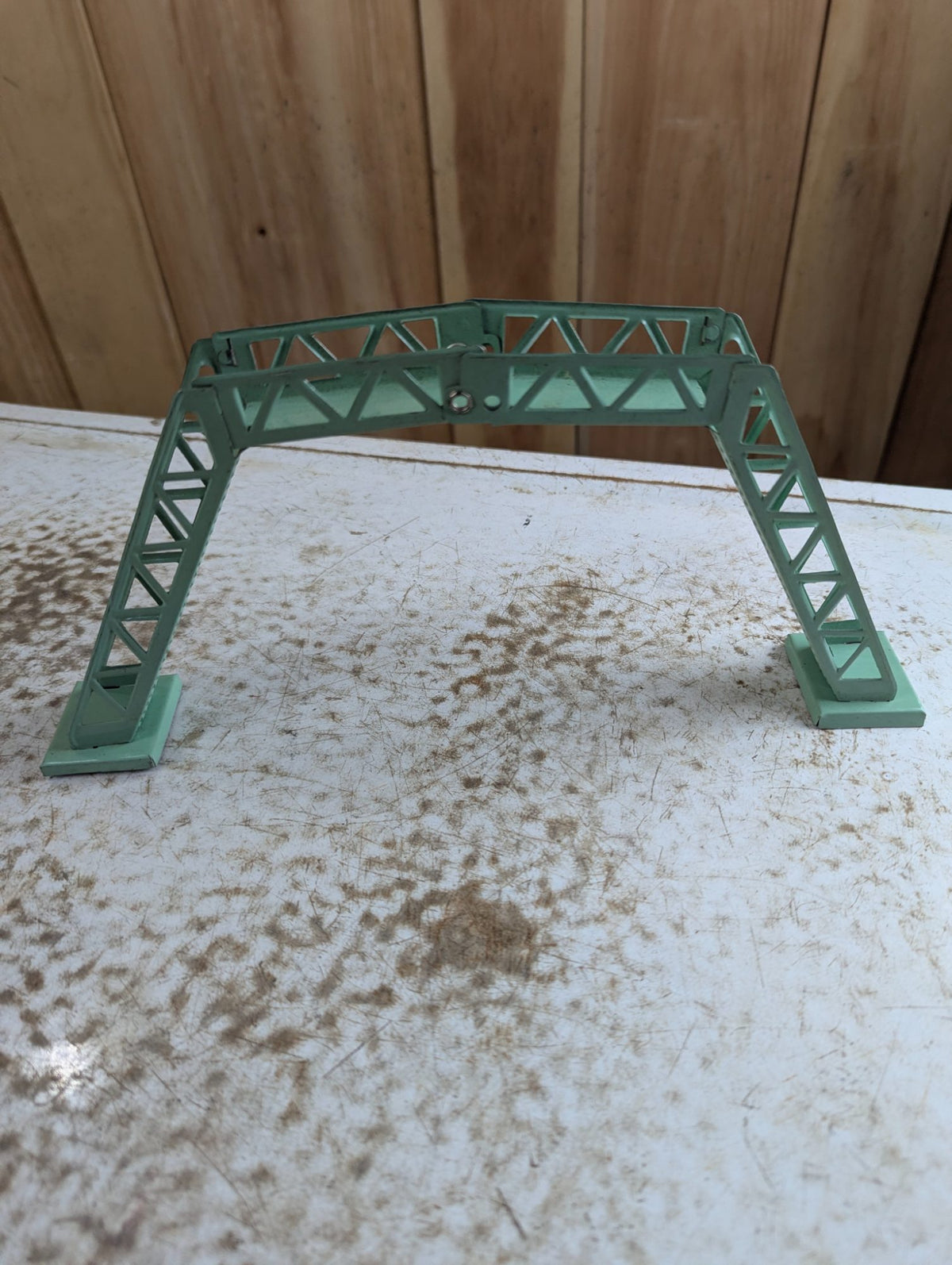Vintage O Gauge Green Painted Metal Truss Train Bridge Trestle Section