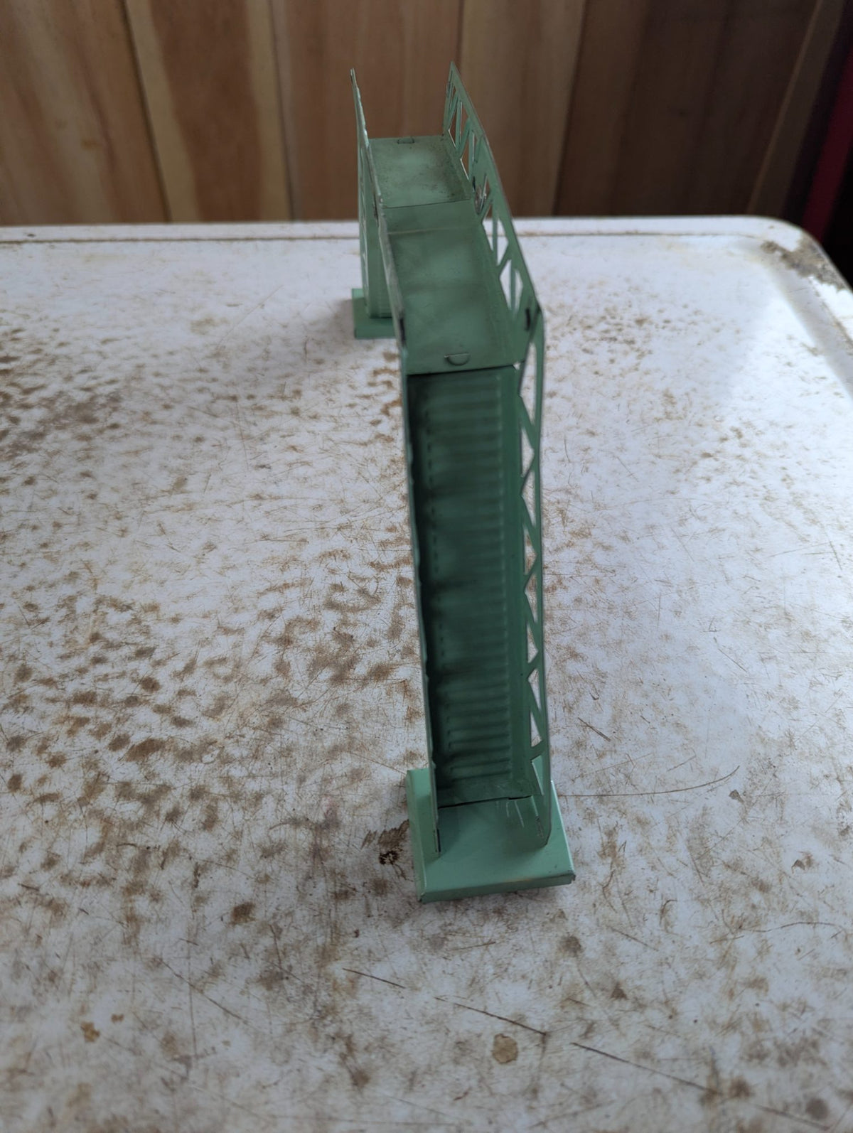 Vintage O Gauge Green Painted Metal Truss Train Bridge Trestle Section