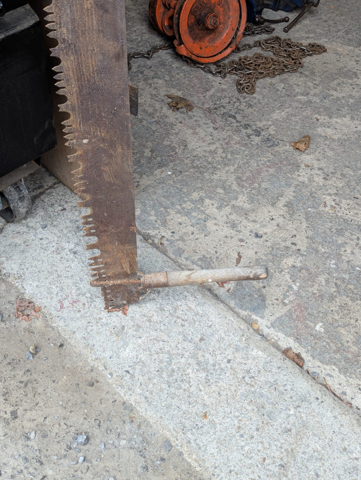 Vintage Two-Man Crosscut Saw with Wood Handle and Steel Blade
