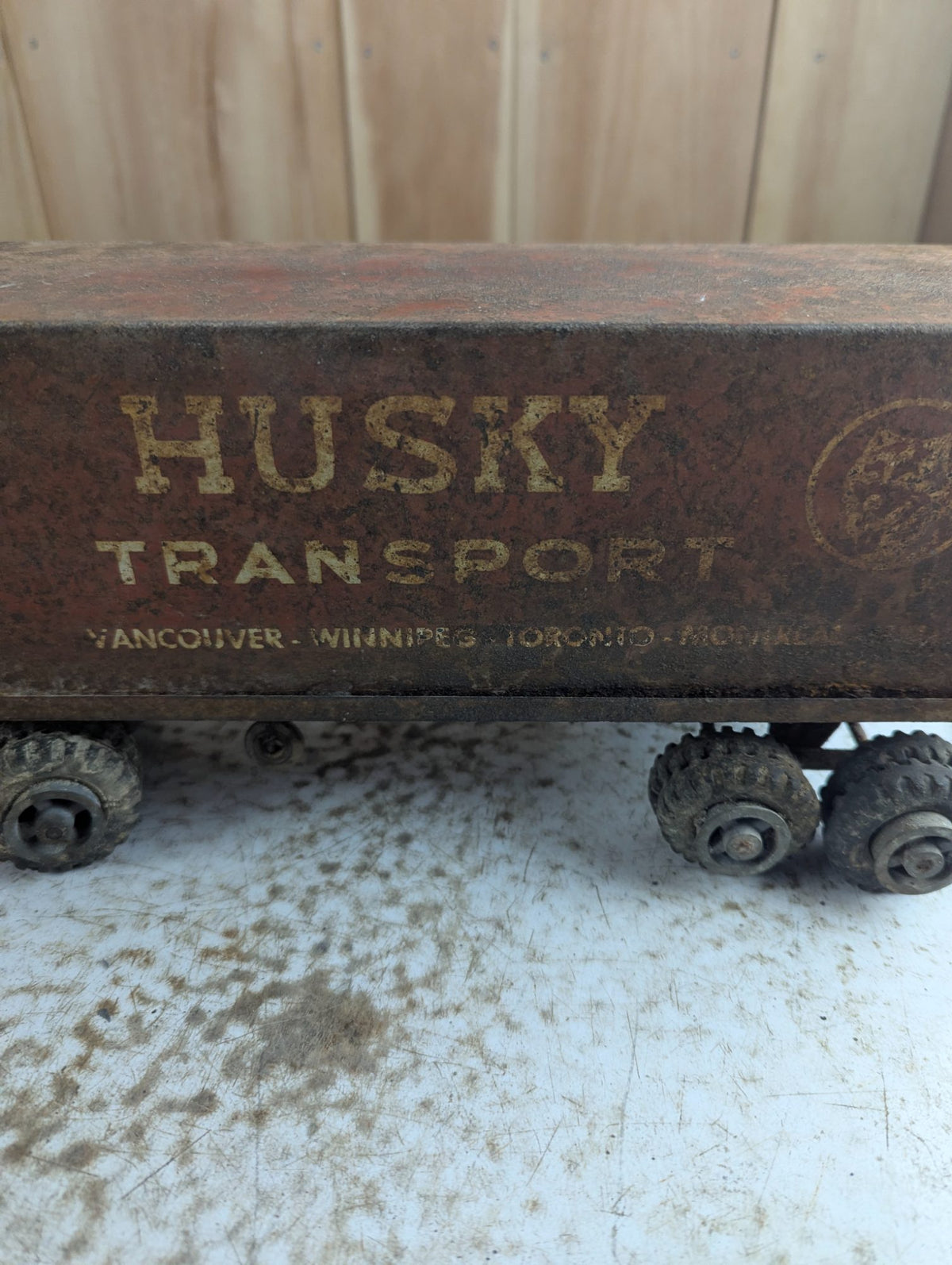 1950s Husky Transport Pressed Metal Tractor Trailer Toy Truck