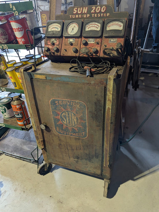 Vintage Sun 200 Tune-Up Tester on Rolling Steel Service Cabinet