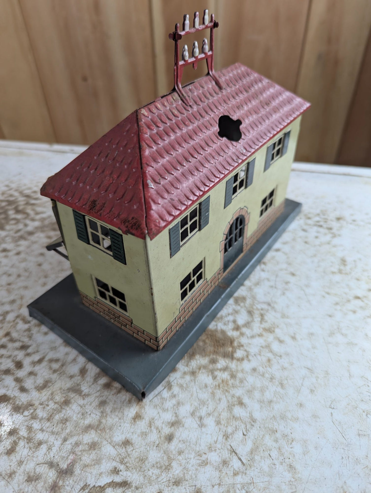 Vintage KBN Made in Germany Tin Lithograph Toy Railway Station Building