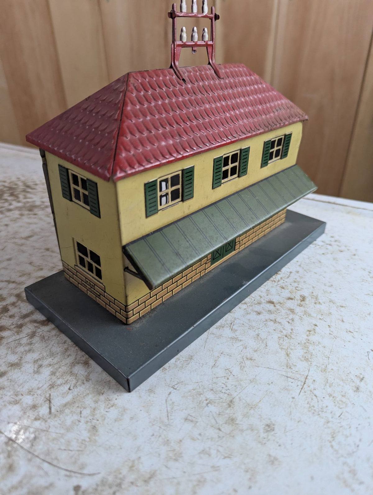 Vintage KBN Made in Germany Tin Lithograph Toy Railway Station Building