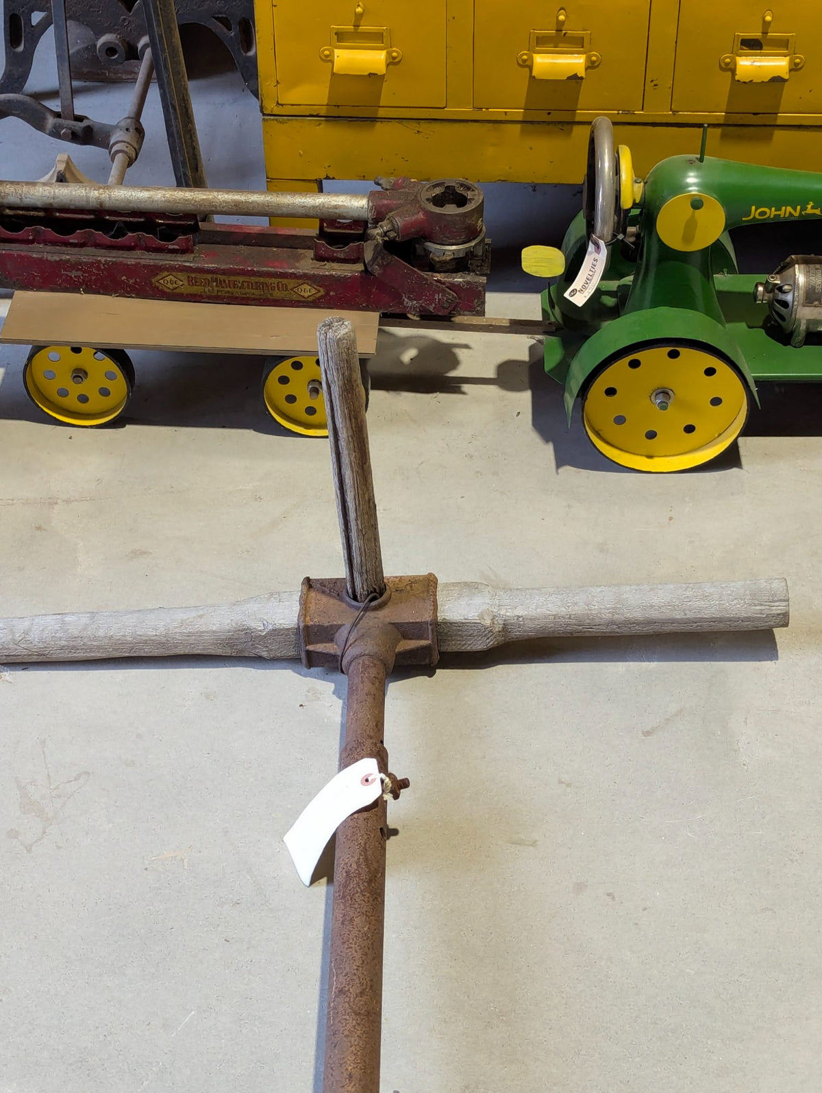 Antique 1907 Patent Post Hole Digger with Wood T-Handle