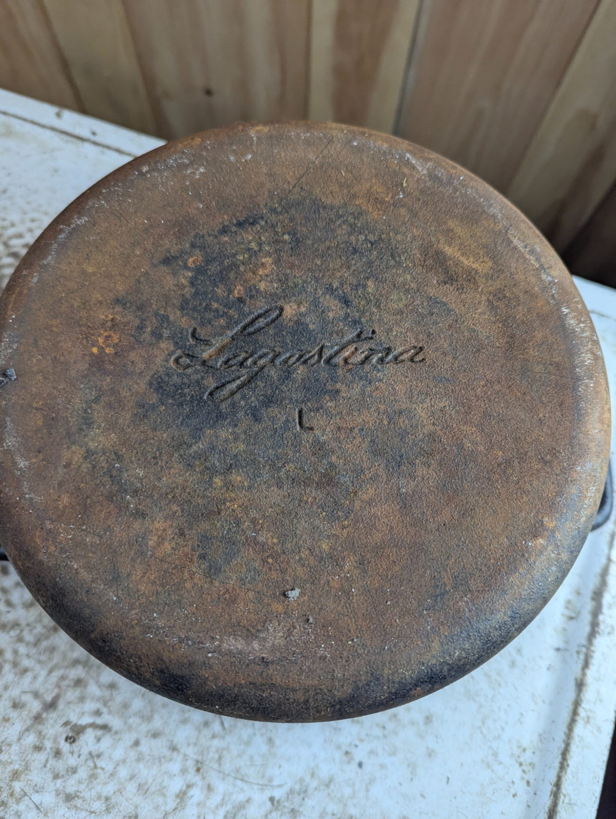 Vintage Lagostina Cast Iron Dutch Oven Pot with Loop Handles