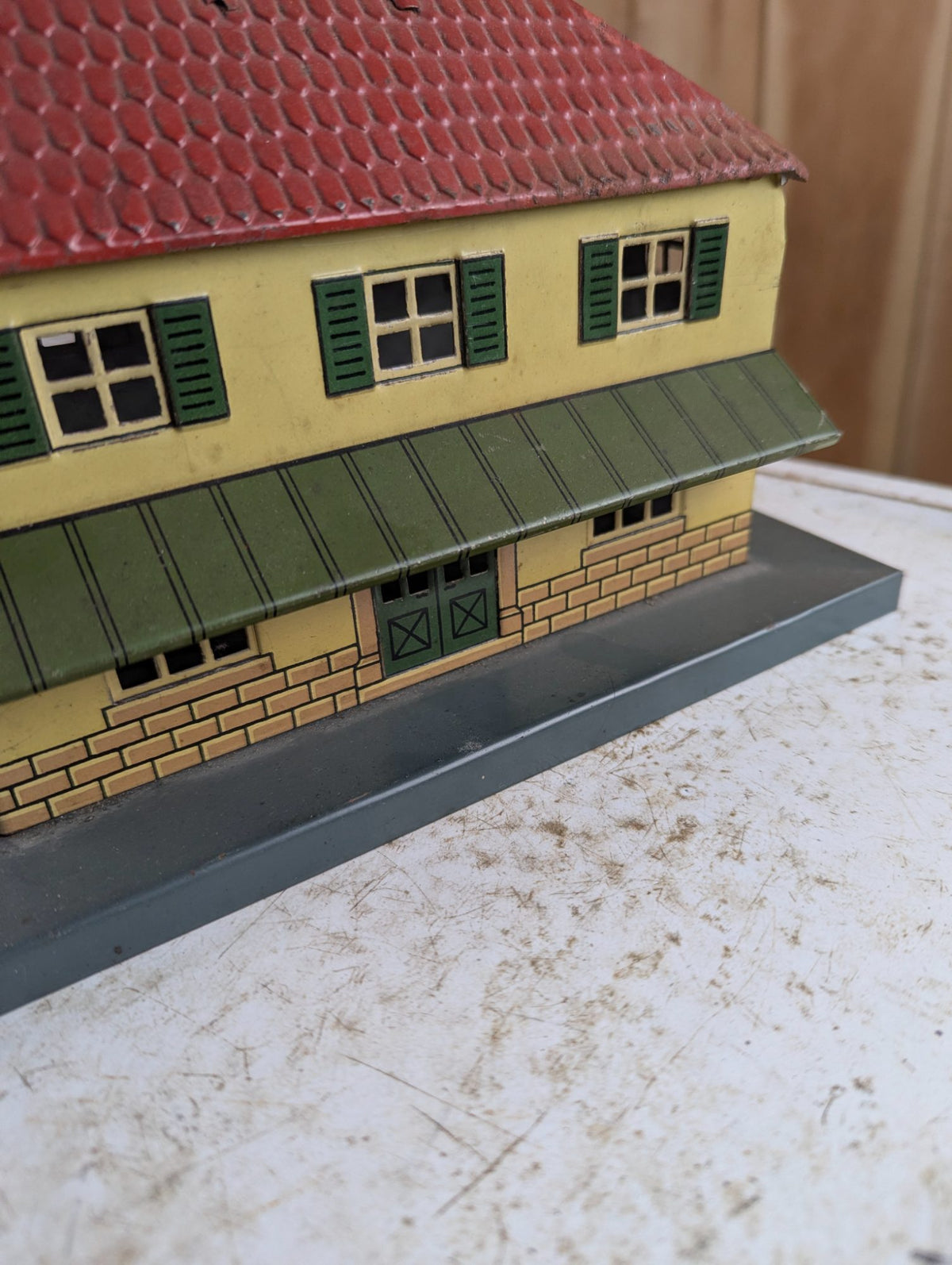 Vintage KBN Made in Germany Tin Lithograph Toy Railway Station Building