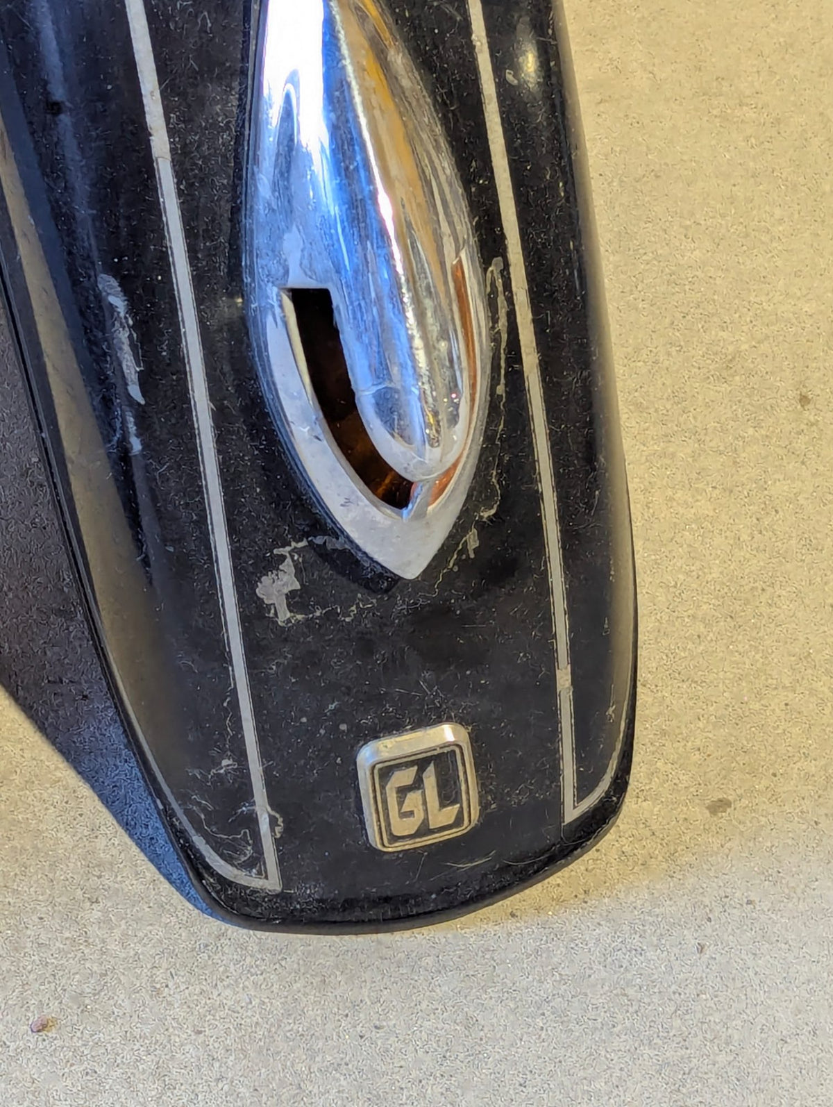 1980s GL1200 Motorcycle Fenders Pair - Black with Chrome Trim