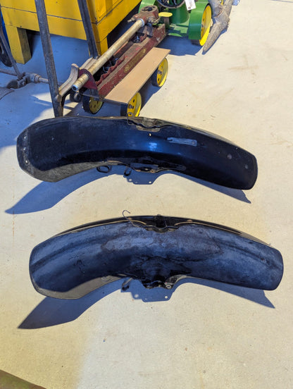 1980s GL1200 Motorcycle Fenders Pair - Black with Chrome Trim