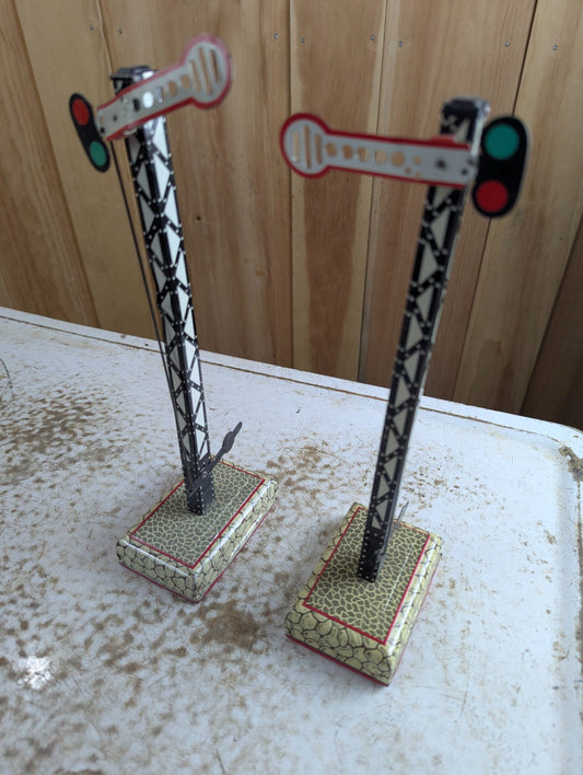 1940s Tin Lithographed O Gauge Signal Pair Made in U.S. Zone Germany