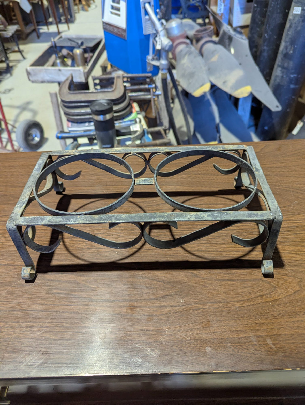 Vintage Wrought Iron Scroll Plant Stand or Trivet Holder