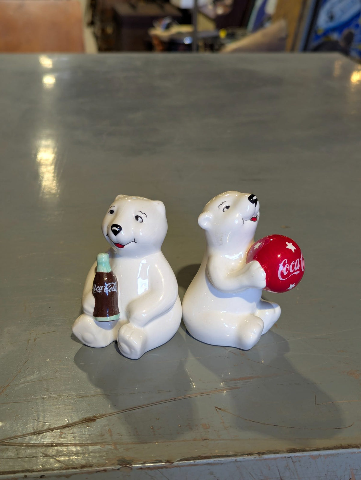 Vintage Coca-Cola Polar Bear Ceramic Salt and Pepper Shakers