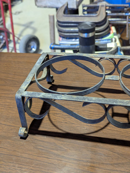 Vintage Wrought Iron Scroll Plant Stand or Trivet Holder