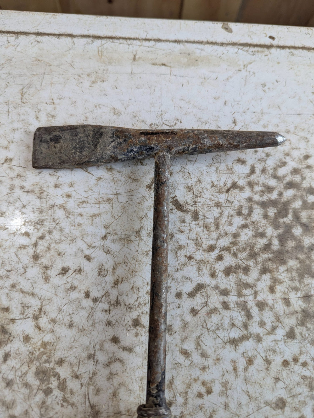 Vintage Metal T-Head Hand Tool with Coiled Spring Handle