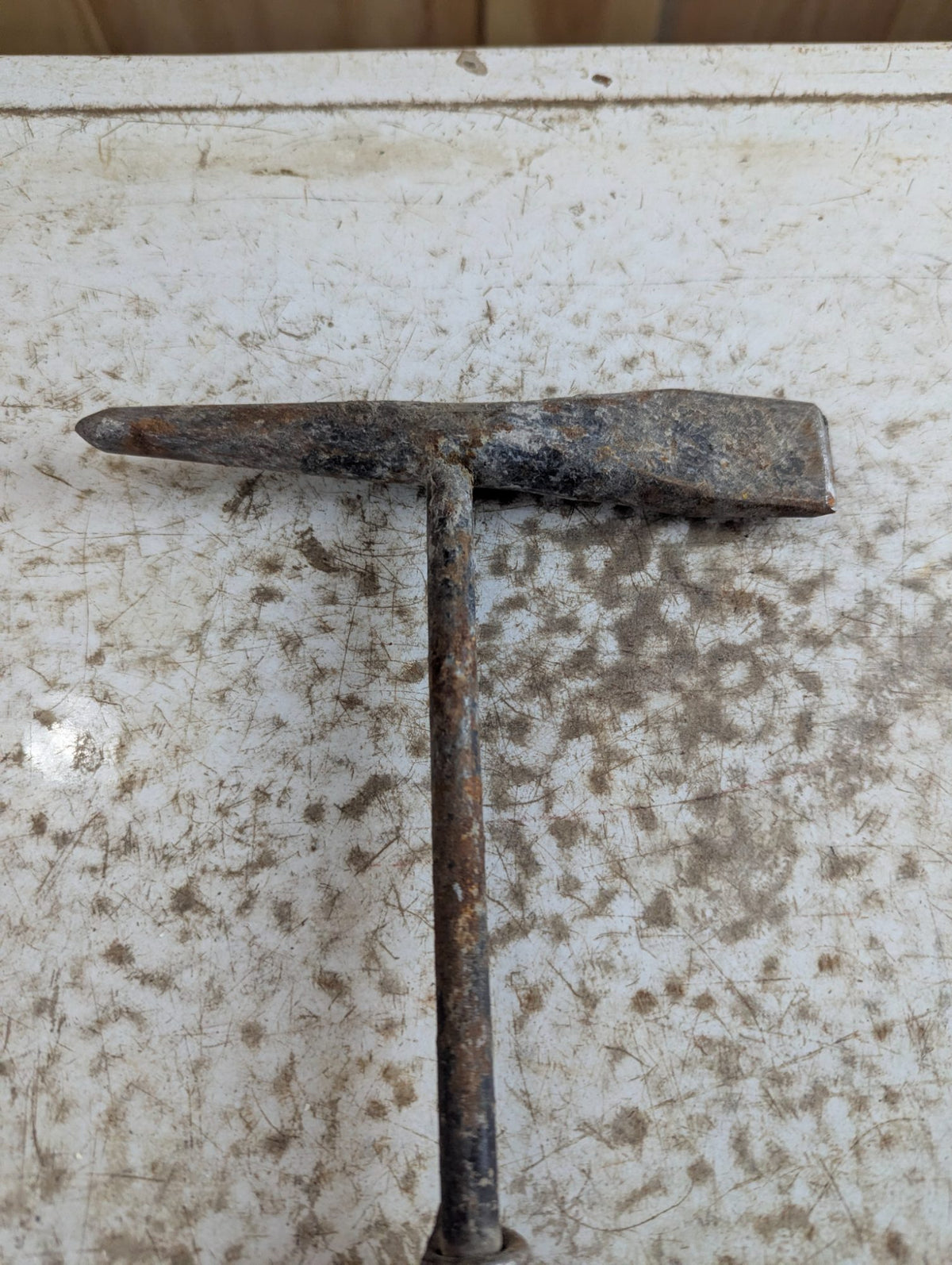 Vintage Metal T-Head Hand Tool with Coiled Spring Handle