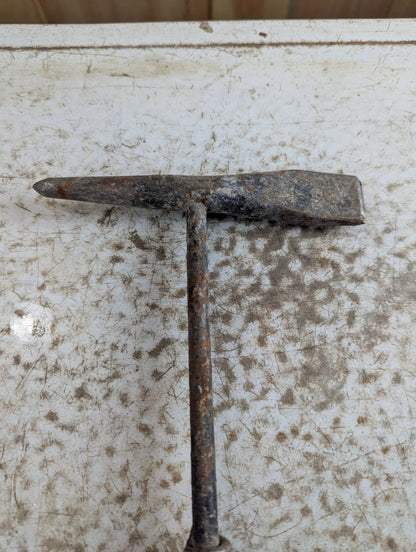 Vintage Metal T-Head Hand Tool with Coiled Spring Handle