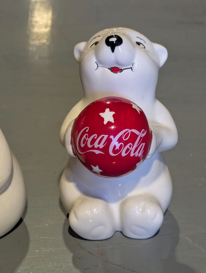 Vintage Coca-Cola Polar Bear Ceramic Salt and Pepper Shakers