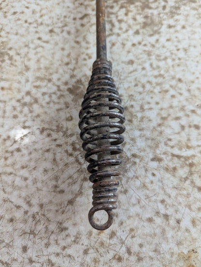 Vintage Metal T-Head Hand Tool with Coiled Spring Handle