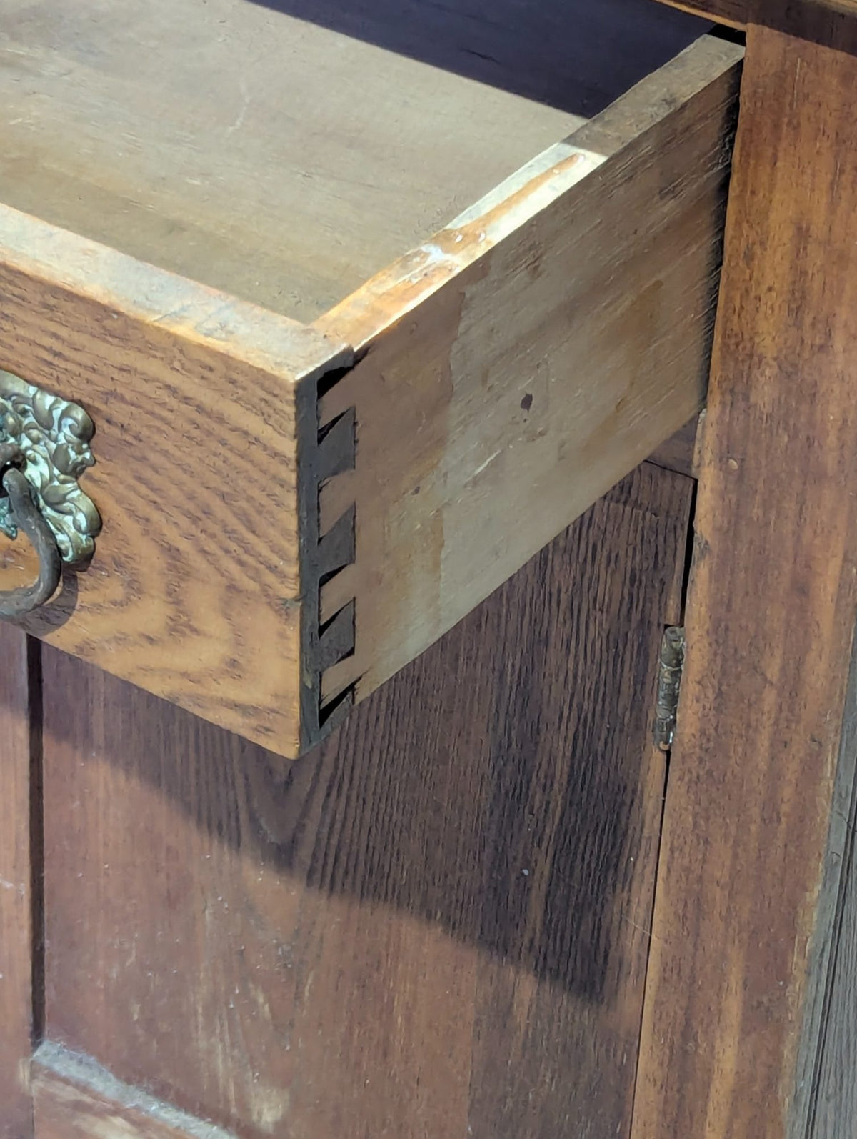 Antique Oak Washstand with Drawer and Cupboard 28" x 16" x 26