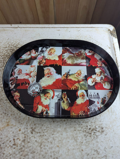 2006 Coca-Cola 75th Anniversary Santa Oval Metal Serving Tray