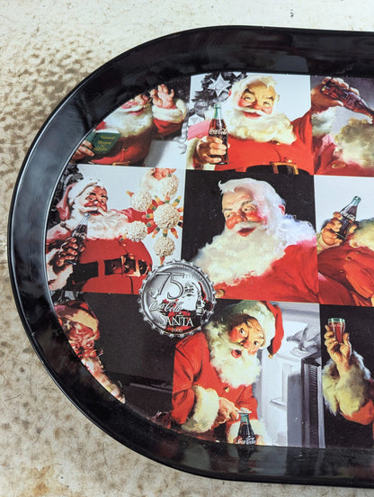 2006 Coca-Cola 75th Anniversary Santa Oval Metal Serving Tray