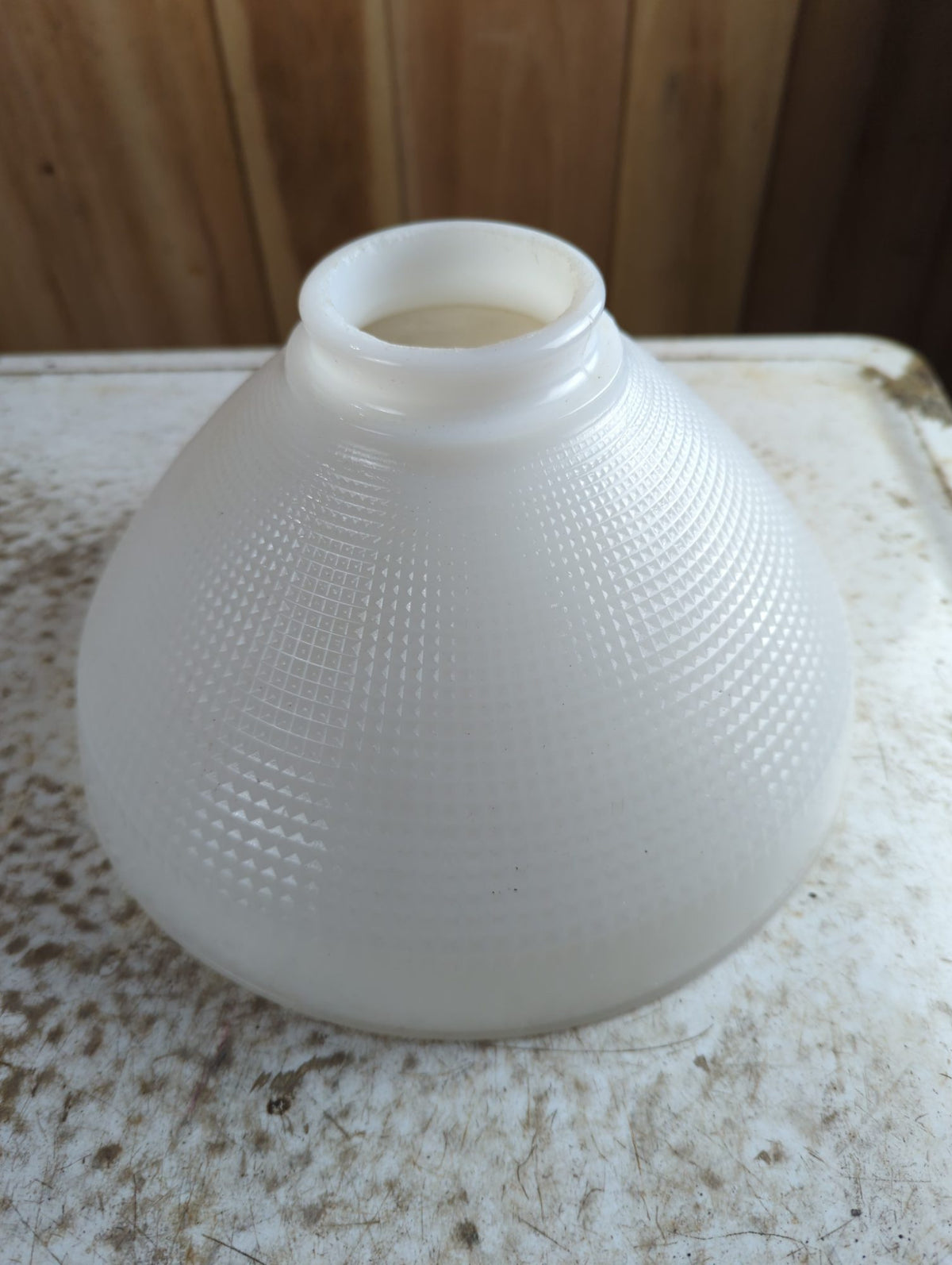 Vintage Milk Glass Torchiere Lamp Shade with Textured Diffuser Exterior