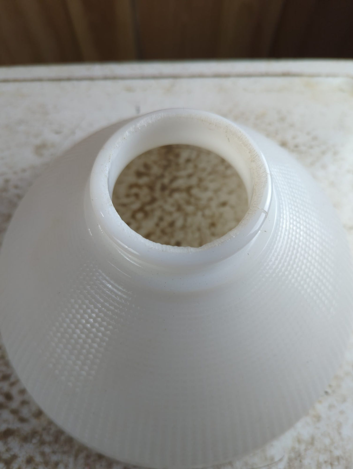 Vintage Milk Glass Torchiere Lamp Shade with Textured Diffuser Exterior