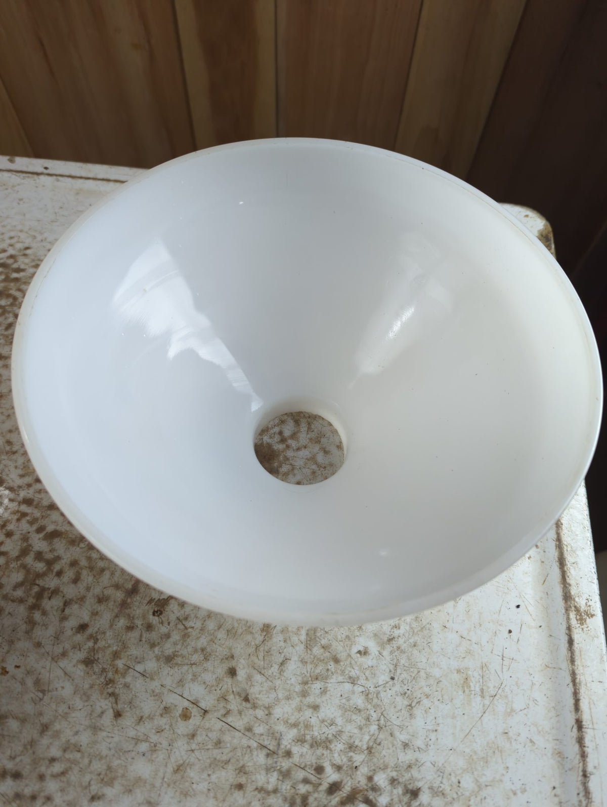 Vintage Milk Glass Torchiere Lamp Shade with Textured Diffuser Exterior